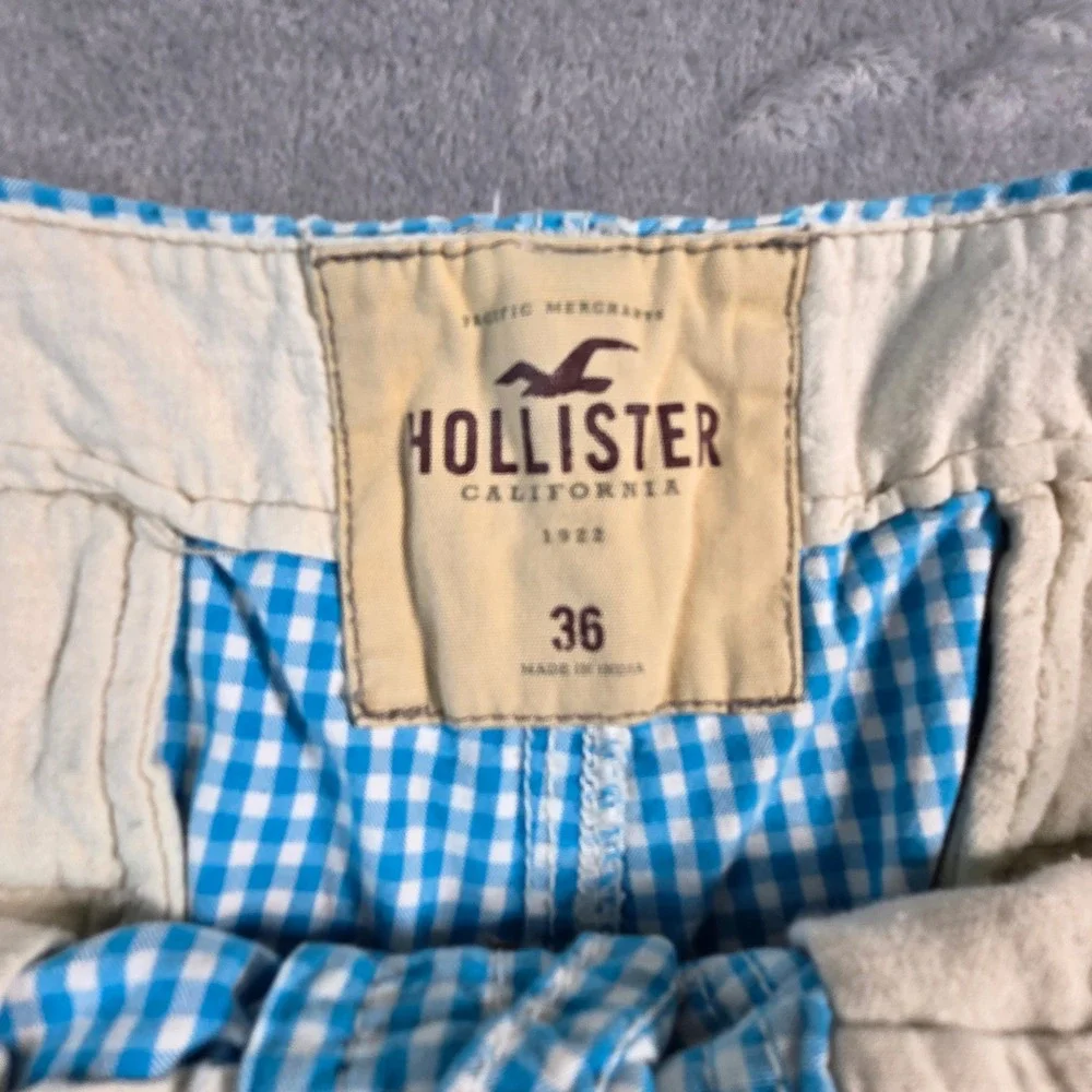 Hollister Gingham Shorts Mens 36 Blue Excellent Classic Preppy Summer Plaid